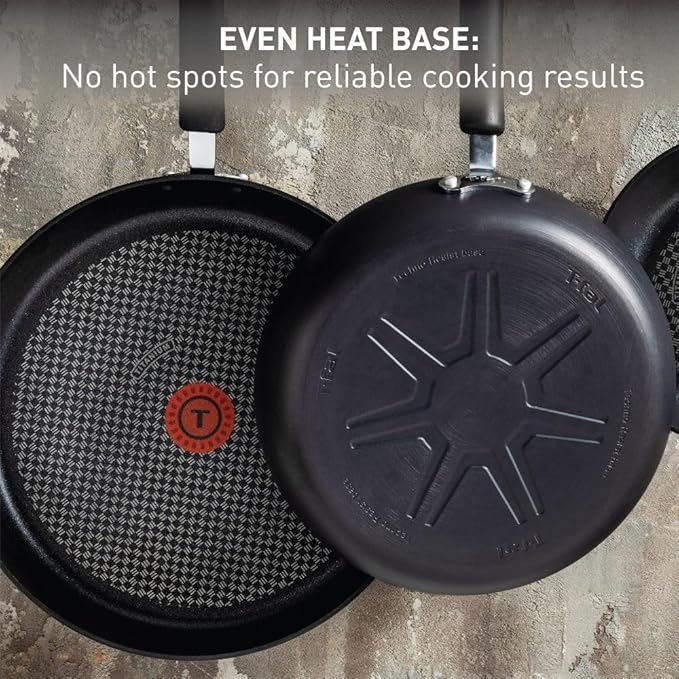 T-fal Ultimate Hard Anodized Nonstick Fry Pan Set 3 Piece: 8, 10.25, & 12 Inch, Oven Broiler Safe 400F, Kitchen Cookware Set, Pots and Pans Set Non Stick, Frying Pans, Skillets, Dishwasher Safe, Black