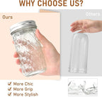 12 oz Mason Jars with Lids & Bands 8Pack, Canning Jars with Stickers and Sponge Brush, Ideal for Jelly Spice Honey Herbs Storage,Party and Wedding Favors