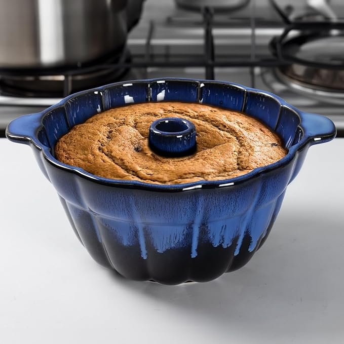 Emeril Lagasse Bundt Cake Pan Stoneware 9.5 in – Pound Cake Baking Pan, Perfect for Baking Delicious Bundt Cakes!