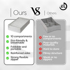 Drawer Organizer Clothes - 3 Set Multipurpose Dresser Drawer Organizer for Adults & Kids, Closet Foldable 10 Cells per Organizer - Non-Woven Fabric, T-Shirts, Baby Clothes, Shorts Organizer - White