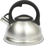 Mr. Coffee Hartbay 2.4 Quart Whistling Tea Kettle, Large Stainless Steel Stovetop Kettle, Durable Fast-Boil Tea Pot