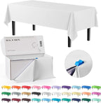 Exquisite Party Solids 54 Inch X 100 Feet White Plastic Table Cover Roll in A Cut - to - Size Box with Convenient Slide Cutter. Cuts Up to 12 Rectangle 8 Feet Plastic Disposable Tablecloths