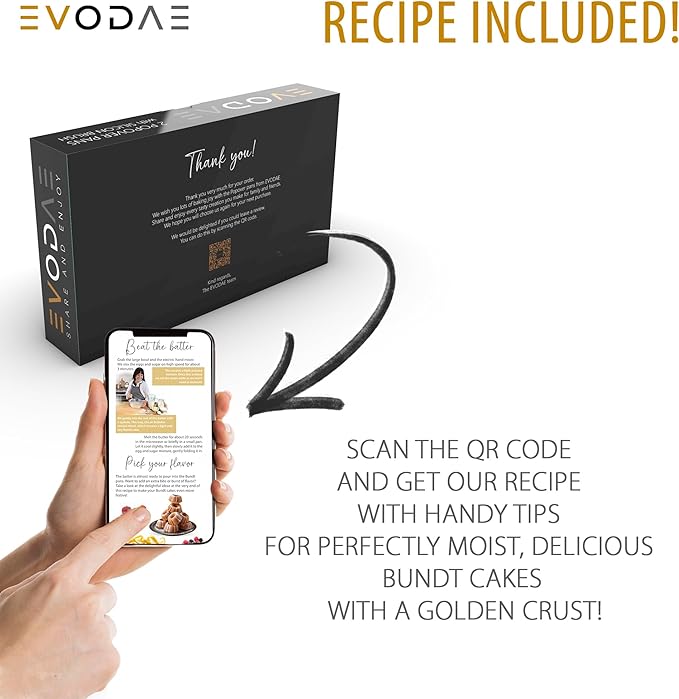 EVODAE® Mini Bundt Cake Pans Set of 2 – 12 Cup (2x6) – Nonstick Black Coated Tube Pans – Perfect for Fall Baking, Pumpkin Spice & Holiday Treats – PFOA & PTFE Free