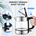 LUUKMONDE Electric Kettle, 1L 1500W, Small Glass Tea Kettle, Hot Water Boiler with LED Indicator, Cordless Water Heater Kettle, BPA-Free, Fast Boiling, Auto Shut-Off, Boil-Dry Protection