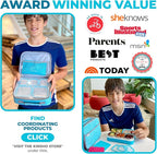 Stainless Steel Kids Bento Lunch-Box with Lunch Bag Ice Pack for Toddler Kids Adult, Leak-Proof School Lunch Container Boxes, Snack Food Containers for Daycare, 5 Compartment Snackle-Box 34 oz Blue