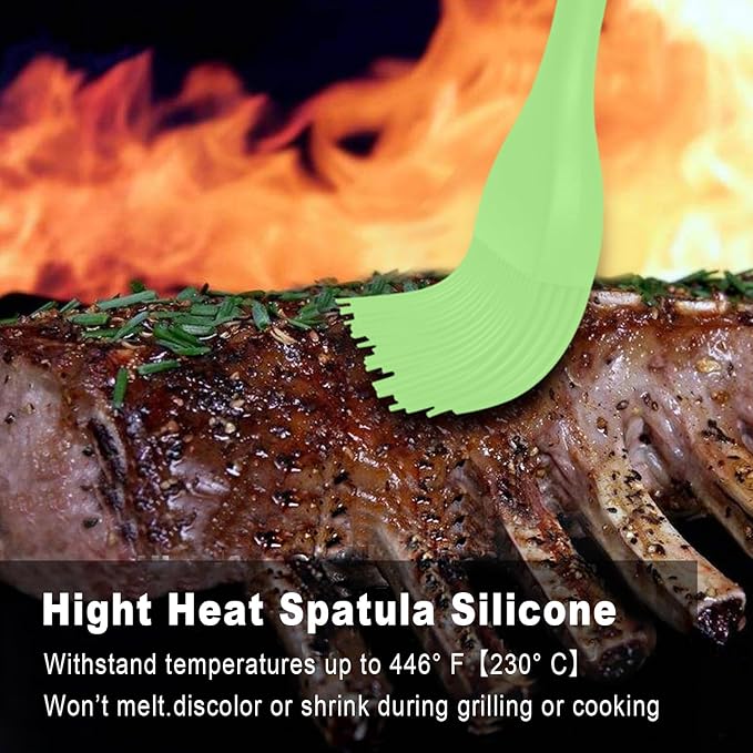 Walfos Basting Brushes Silicone, Heat Resistant Pastry Brushes for Kitchen Cooking, Oil, BBQ Grill, One-Pieces Design,BPA Free and Dishwasher Safe, 2 Pcs (Lime Green)