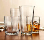 Glaver's Drinking Glasses Set of 12. Everyday Mixed Drinkware Set. 6, 17 oz Tall Kitchen Glass Cups, 6,13 Oz Rocks Whiskey Glasses. Heavy Duty Ribbed Glassware Set for Cocktail Beer, Juice, Water.