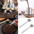 2-piece stainless steel tablespoon measure spoon, coffee scoop 1 tablespoon, long handle coffee scoop suitable for coffee powder and coffee making (silver-2pcs-15ml)