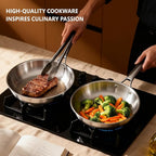 ROVSUN 8-10-12 Inch Stainless Steel Cookware Set, 3 pcs Tri-Ply Skillets Set, Full Clad Stainless Steel Chef's Pan, PFOA & PTFE Free Skillets, Compatible for All Cooktops, Dishwasher & Oven Safe