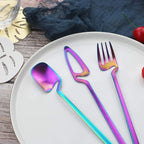 JASHII Flatware Set 32-piece Silverware Set Matte Finished Cutlery Set Service for 8 Include Knife/Fork/Spoon/Coffee spoon Dishwasher Safe (Rainbow)