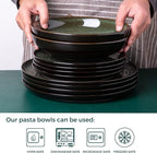 LERATIO Large Pasta Bowls,38oz Ceramic Pasta Bowls,9.0" Reactive Glaze Pasta Bowl Set of 4,Microwave & Dishwasher,Oven Safe,Wide Serving Bowls for Salad,Pasta,Fruit,Scratch Resistant-Green