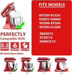 Stainless Steel 3 Piece kit Attachments for KitchenAid Stand Mixer and 5.5-6 Quart Bowl, Dishwasher Safe (5.5-6QT Flat Beater, 6QT Dough Hook, KN256 6-Wire Whip Attachment)