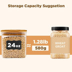 Glass Food Storage Jars Square 24oz, 4 Pack Glass Jars With Bamboo Lids, Kitchen Storage Containers For Spice, Candy, Cookie, Storage For Pantry Organizers