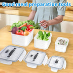 4 Pack Fruit Storage Containers for Fridge with Removable Colanders, Produce Storage Containers for Fridge, Airtight Food Storage Containers for Berry Fruit Vegetable Meat Keeper Fresh (with handle)