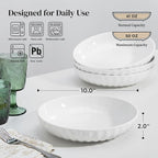 DOWAN Pasta Bowls, 10" Large Salad Serving Bowls 51 OZ White Ceramic Soup Bowls Set of 4 Wide and Shallow Plate Bowl Serving Dish for Soup, Pasta, Noodle, Dinner, Microwave & Dishwasher Safe