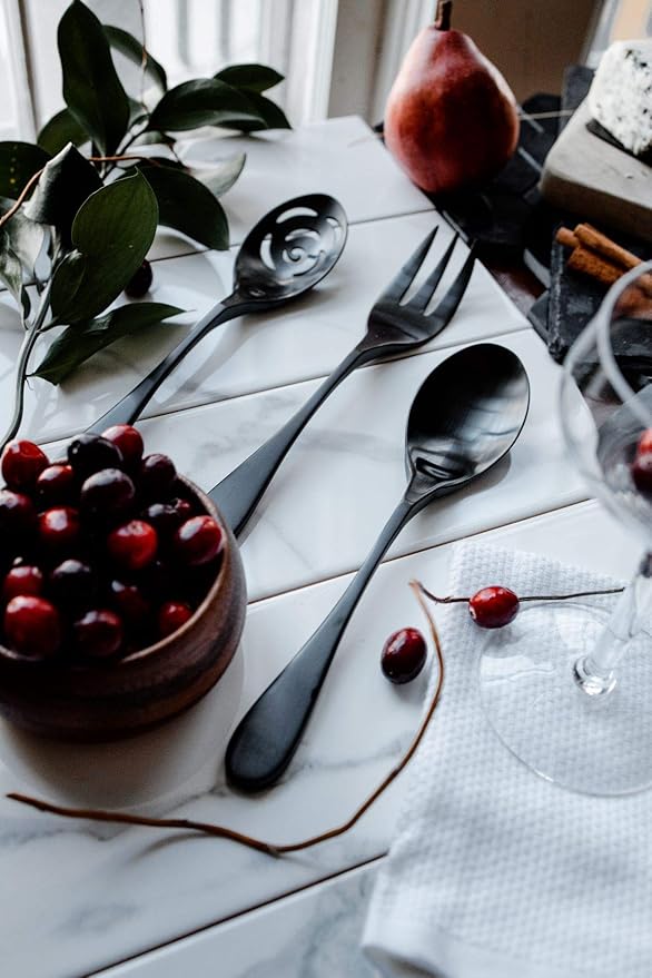 Knork Titanium Coated Stainless Steel Serving Set, Matte Black