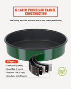 Round Baking Cake Pans Set Roasting Dish 4-Pack 9/10/12/14 Inch Enamel Non Stick Large Cookware for Cake Bread Pie Pizza Turkey Steak, Non-Toxic Carbon Steel Oven Dishwasher Safe Christmas Bakeware