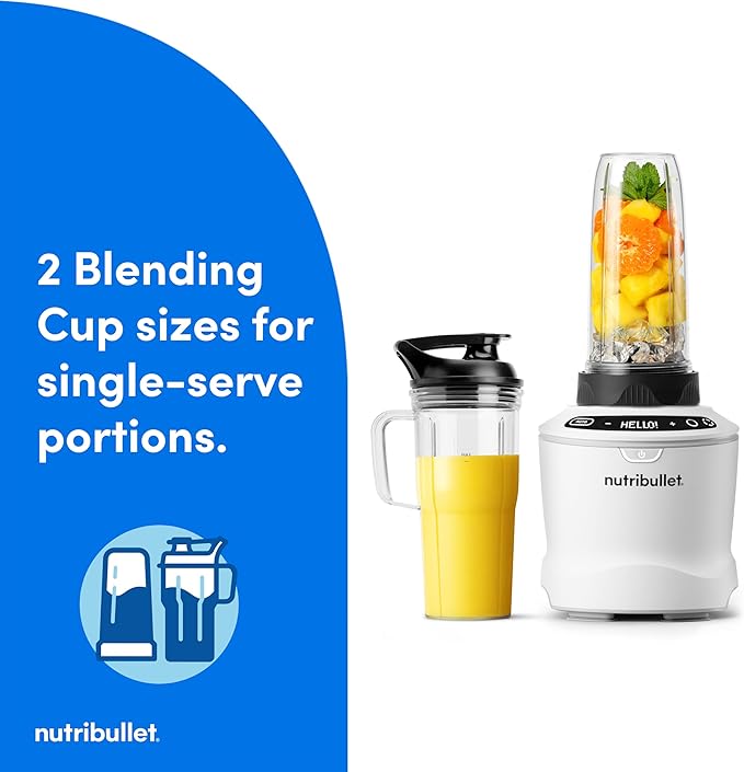 nutribullet® SmartSense Blender Combo, 1400W, 64oz Pitcher, 32oz & 24oz Cups, 5-Speed, Smoothies, Ice and Frozen Fruit, Nut Milk, Soup, Matte White, NBF50700AW