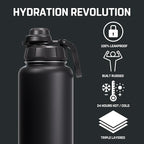 Vesmoon Vessence 32 Oz Stainless Steel Tea Infuser Bottle for Loose Leaf Tea, Water, Herbs, Fruits - Triple Layered Insulated, Leak Proof Bottle with Lid and Clip Handle - 24 Hours Hot/Cold