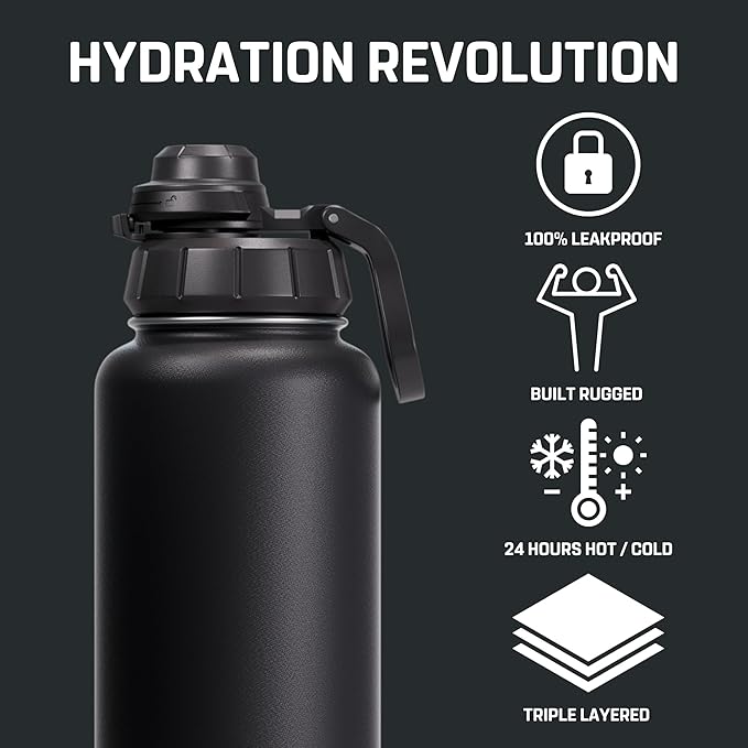 Vesmoon Vessence 32 Oz Stainless Steel Tea Infuser Bottle for Loose Leaf Tea, Water, Herbs, Fruits - Triple Layered Insulated, Leak Proof Bottle with Lid and Clip Handle - 24 Hours Hot/Cold