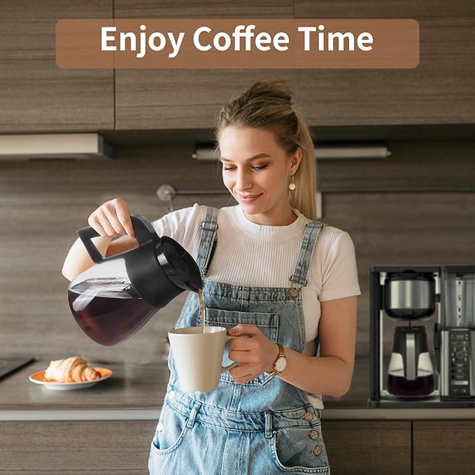 10 Cup Coffee Pot Replacement for Ninja Coffee Maker CM401 CP301 CFP101 CFP301 CP307 Glass Coffee Pot Replacement with Brewing Lid, Stainless Steel Metal Handle