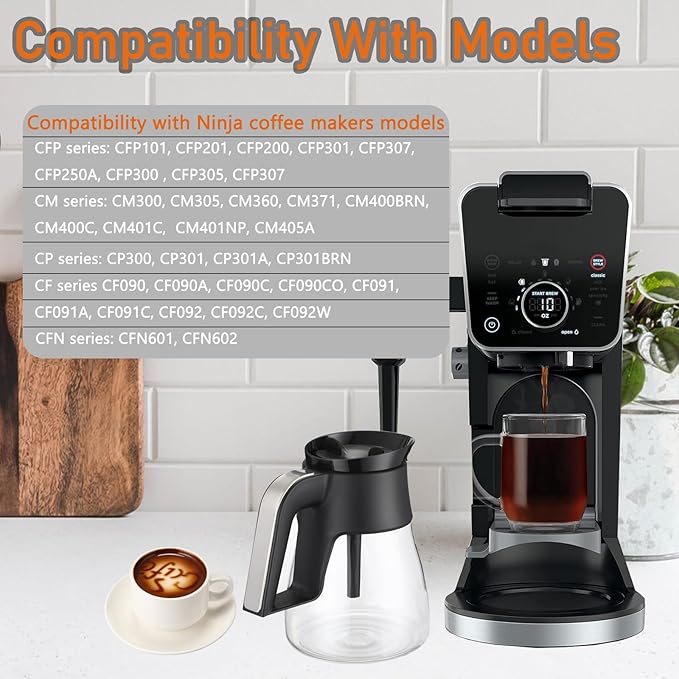 CM401 10-Cup Coffee Pot Replacement for Ninja Specialty Hot & Iced Coffee Maker, 10 Cup Coffee Pot Replacement Compatible with CM371 CM400 CFP101 CFP301 CM300 CP300 CP301, with Coffee Scoop