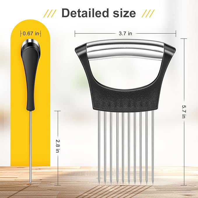 2025 Premium Onion Slicer, Stainless Steel Onion Holder for Slicing Onion, Kiwifruit, Tomatoes, Avocados, Eggs, Lemon, Meat, Third Generation Onion Cutter