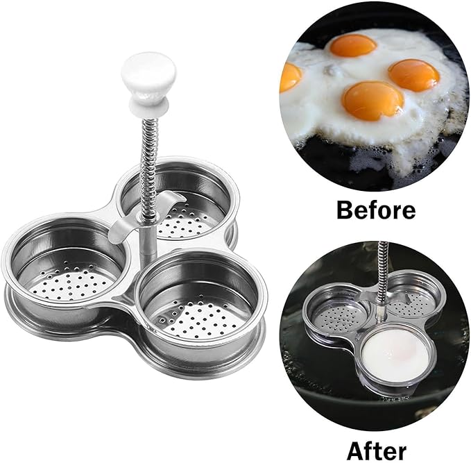 Stainless Steel Egg Poacher,Breakfast Cooking Steamer,High Efficiency Kitchen Tool,Nonstick 3 Poached Eggs Cooker for Breakfast Cooking