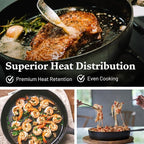 Flambo Skillet #10 - Naturally Non-Stick 10 Inch Pre-Seasoned Cast Iron Frying Pan - Smooth Nonstick Finish for Grilling, Frying, Sauteing, Searing, Baking - Use on Oven, Stove, Grill, or Campfire