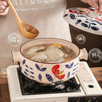 Japanese Casserole Pot with Handles for Cooking, Ceramic Casserole Clay Pot Steam Stew Pot with Steamer Basket,A,1.5L