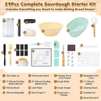 HK Sourdough Starter Kit, Sourdough Bread Baking Supplies with 9'' Round Banneton Bread Proofing Basket, 34oz Sourdough Starter Jar, Bread Lame, Dough Scraper, Dough Whisk & Silicone Baking Mats