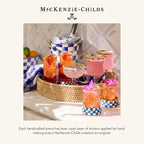 MACKENZIE-CHILDS Tumbler Glasses, Elegant Drinkware, Glasses with Gold Rim, 8 Ounces, Set of 2, Blue-and-White Royal Check