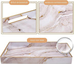 MAONAME Plastic Decorative Tray, Marbling Tray with Handles, Rectangular Coffee Table Trays, Serving Trays for Ottoman, Bathroom, Kitchen, 15.7” x 11.8”, White