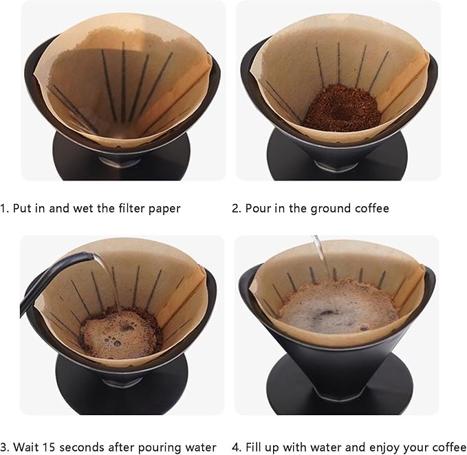 Cone Coffee Filters, Disposable Natural Paper Filters,2-4 Cup Coffee Filters, For Pour Over Coffee Maker, Drip Coffee (V02 (Unbleached,100))