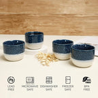 Set of 4 Ceramic Espresso Cups-4 oz, Blue & White Summer Coastline Design, Ideal for Espresso, Coffee, Tea, & More,Small Ceramic Coffee Mugs, Dishwasher & Microwave Safe