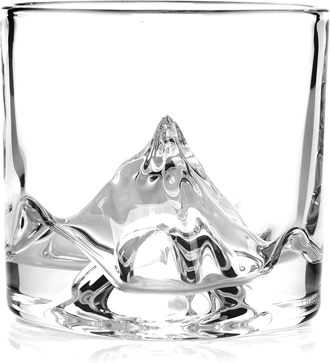 LIITON K2 Nepalese Heavy Crystal Whiskey Glasses Gift Set of 2, Thick Freezable Bourbon Glass 1lb Each, Premium Whiskey Gifts for Men, Frozen Crystal Chills Cocktails, 10 oz