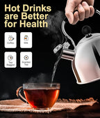 Whistling Tea Kettle for Stovetop, 2 Quart Small Tea Kettle for Tea and Coffee, 1.8L Food Grade Stainless Steel Tea Pot, Hot Water Kettle for Stove Top, Water Boilers (Stainless Steel)
