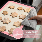 Silicone Baking Mat Set of 3, Silicone Baking Mats Cookie Sheet, Non-Stick Mats for Baking, Easy Clean & Reusable Oven Baking Sheet for Making Macaroons, Cookies (Pink)