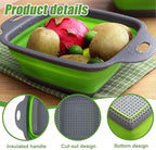 Collapsible Colander Set of 3 Square Silicone Kitchen Strainer Set 1 pcs 9.6 Quart, 1 pcs 6 Quart,1 pcs 4 Quart Perfect for Draining Pasta, Vegetable and fruit for Kitchen and Travel Use