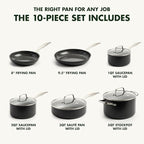 GreenPan Canterbury 10 Piece Cookware Pot and Pans Set, Hard Anodized PFAS-Free Healthy Ceramic Nonstick, Stainless Steel Handles, Versatile Cooking Essentials, Dishwasher & Oven Safe, Clay