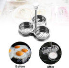 Stainless Steel Egg Poacher,Breakfast Cooking Steamer,High Efficiency Kitchen Tool,Nonstick 3 Poached Eggs Cooker for Breakfast Cooking