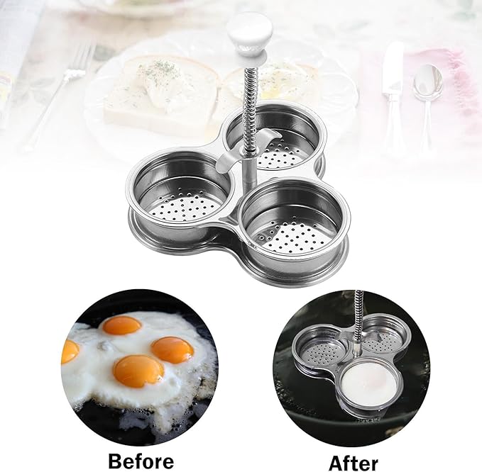 Stainless Steel Egg Poacher,Breakfast Cooking Steamer,High Efficiency Kitchen Tool,Nonstick 3 Poached Eggs Cooker for Breakfast Cooking