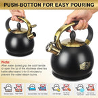 3Quart Whistling Tea Kettle Classic Teapot Stainless Steel Teakettle with Cool Grip for Stovetop
