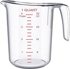 DaYammi Measuring Cups 1-Piece, Unbreakable Food-Grade Plastic Measuring Cup for Dishwasher, 4-Cup Liquid Measuring Cups for Prepping, Baking, Cooking, Readable Markings, 1QT/32OZ/1000ML/1L, Clear