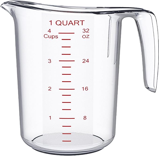 DaYammi Measuring Cups 1-Piece, Unbreakable Food-Grade Plastic Measuring Cup for Dishwasher, 4-Cup Liquid Measuring Cups for Prepping, Baking, Cooking, Readable Markings, 1QT/32OZ/1000ML/1L, Clear
