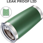 20 oz Tumbler with Lid Stainless Steel Insulated Tumblers Bulk Double Wall Vacuum Cups Powder Coated Travel Mug Keep Drinks Cold and Hot, Dark Green, 12 Pack