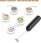 Black Milk Frother Wand, Electric Foam Maker Frother Wand, Hand Mixer for Lattes, Stainless Steel Mixing Head, Detachable for Cleaning, Cappuccino - Kitchen Gift