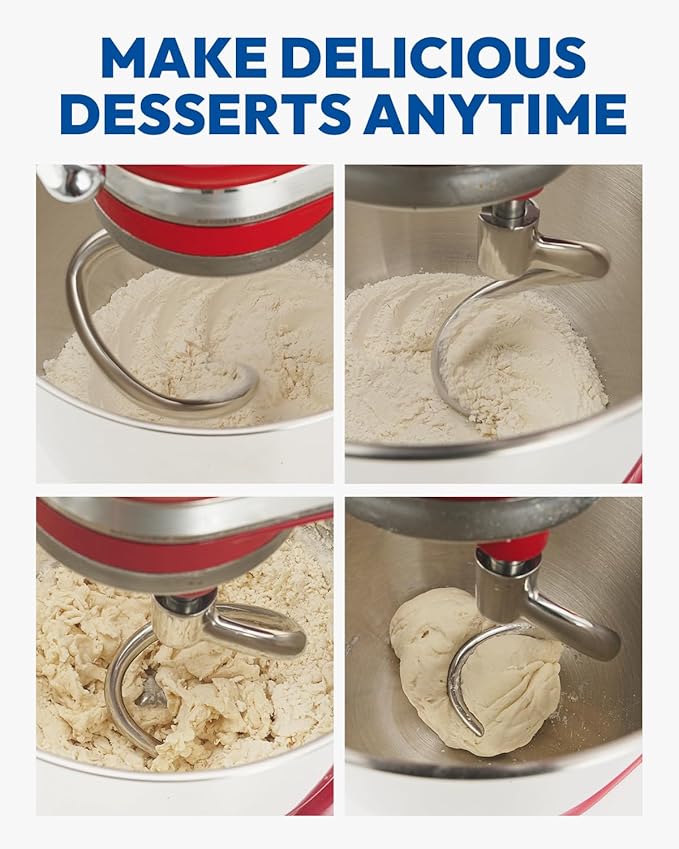 Stainless Steel Kitchen Spiral Dough Hook Attachments for 4.5-5QT Tilt-Head Stand Mixers, Kitchen-Aid Mixer Dough Hook for KSM5,K45,K45SS,KN15,KDM90, KSM45, KSM75, KSM85, KSM88