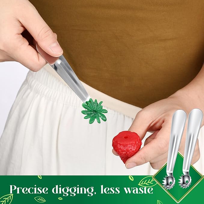 Baderke 2 Pcs Tomato Stem Corer Strawberry Baller Stainless Steel Strawberry Huller Tool Fruit Vegetable Stem Remover