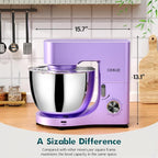 COOKLEE Stand Mixer, 9.5 Qt. 660W Electric Kitchen Mixer with Dishwasher-Safe Dough Hooks, Flat Beaters, Wire Whip & Pouring Shield Attachments for Most Home Cooks, Lavender